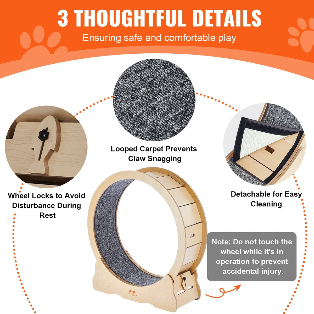 VEVOR Cat Exercise Wheel, Large Cat Treadmill Wheel for Indoor Cats,
