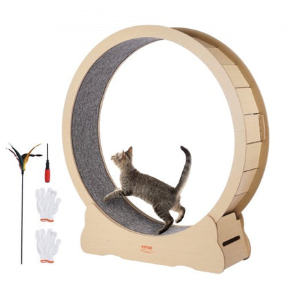 VEVOR Wooden Cat Exercise Wheel, 52" Large Cat Treadmill Wheel for