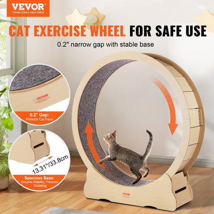 VEVOR Wooden Cat Exercise Wheel, 52" Large Cat Treadmill Wheel for