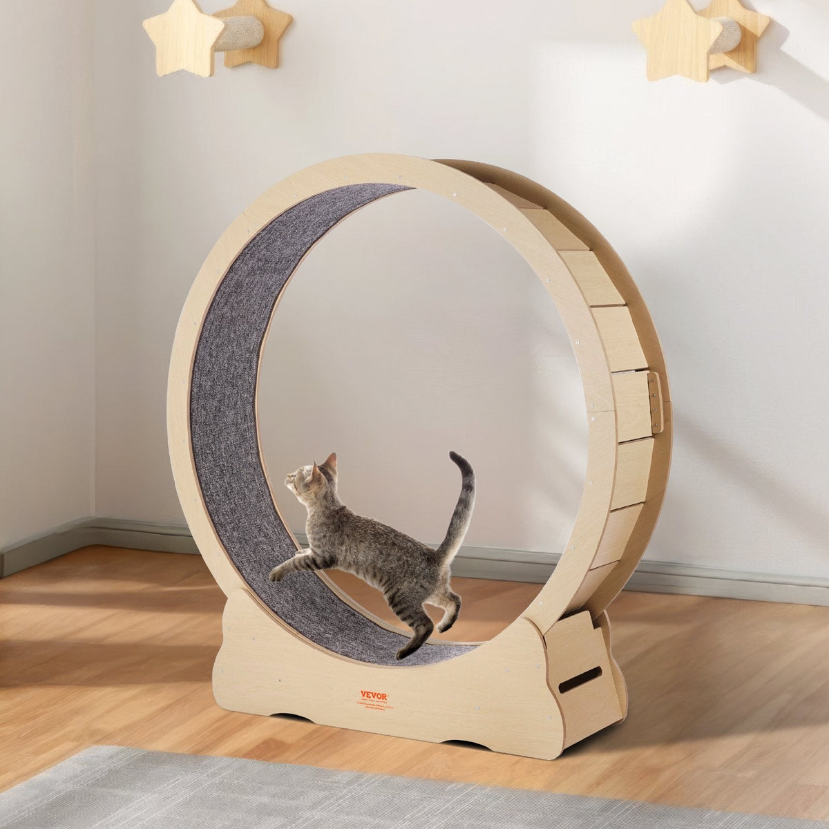 VEVOR Wooden Cat Exercise Wheel, 52" Large Cat Treadmill Wheel for