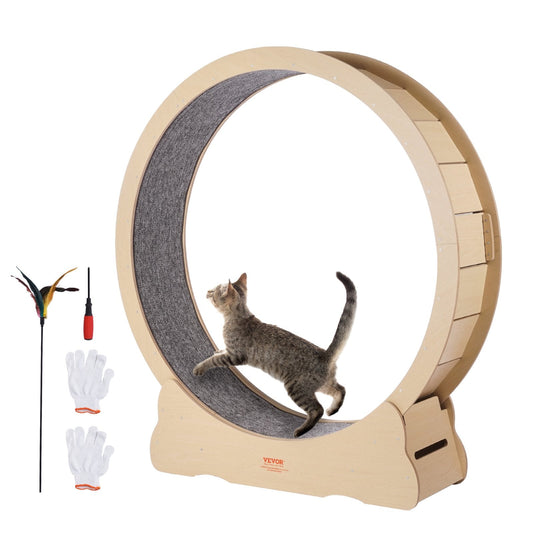 VEVOR Wooden Cat Exercise Wheel, 52" Large Cat Treadmill Wheel for
