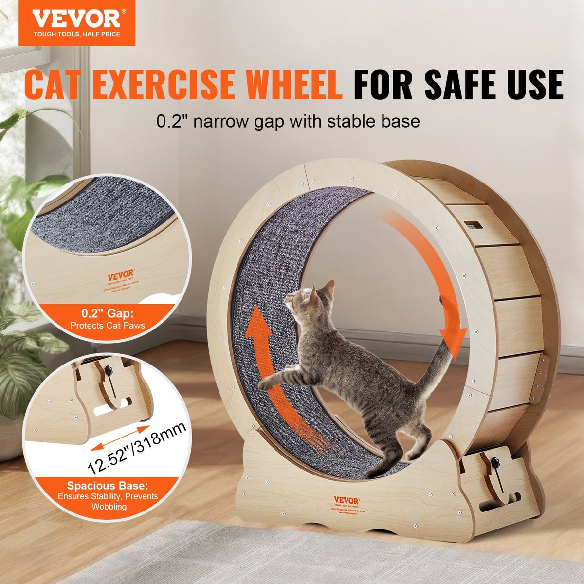 VEVOR Cat Exercise Wheel, Large Cat Treadmill Wheel for Indoor Cats,