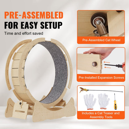 VEVOR Cat Exercise Wheel, Large Cat Treadmill Wheel for Indoor Cats,