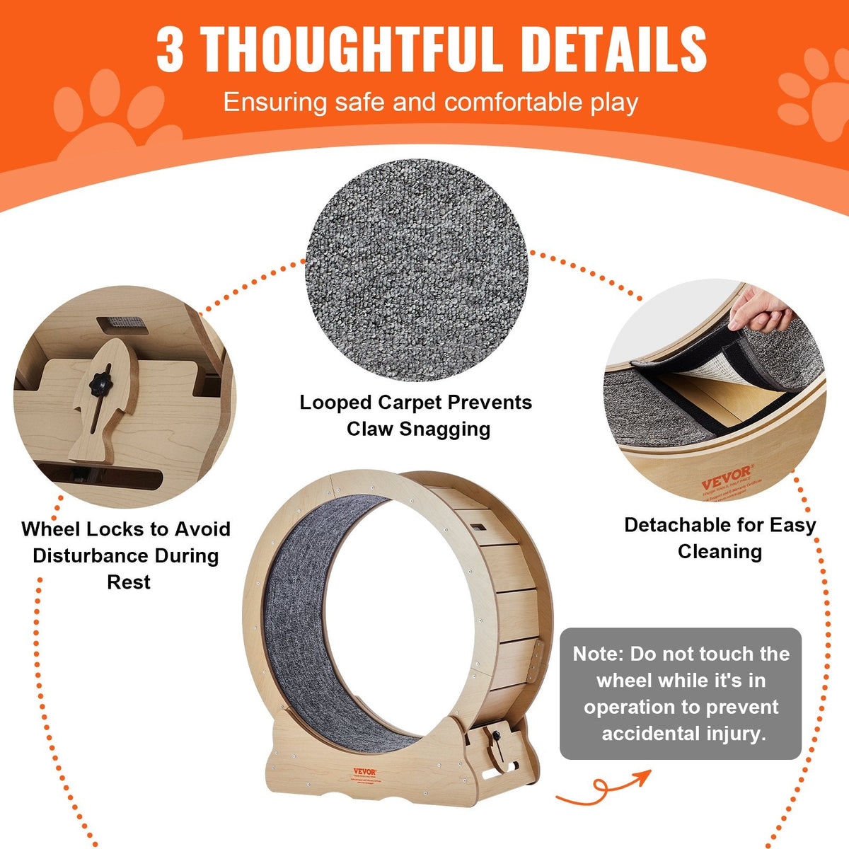 VEVOR Cat Exercise Wheel, Large Cat Treadmill Wheel for Indoor Cats,