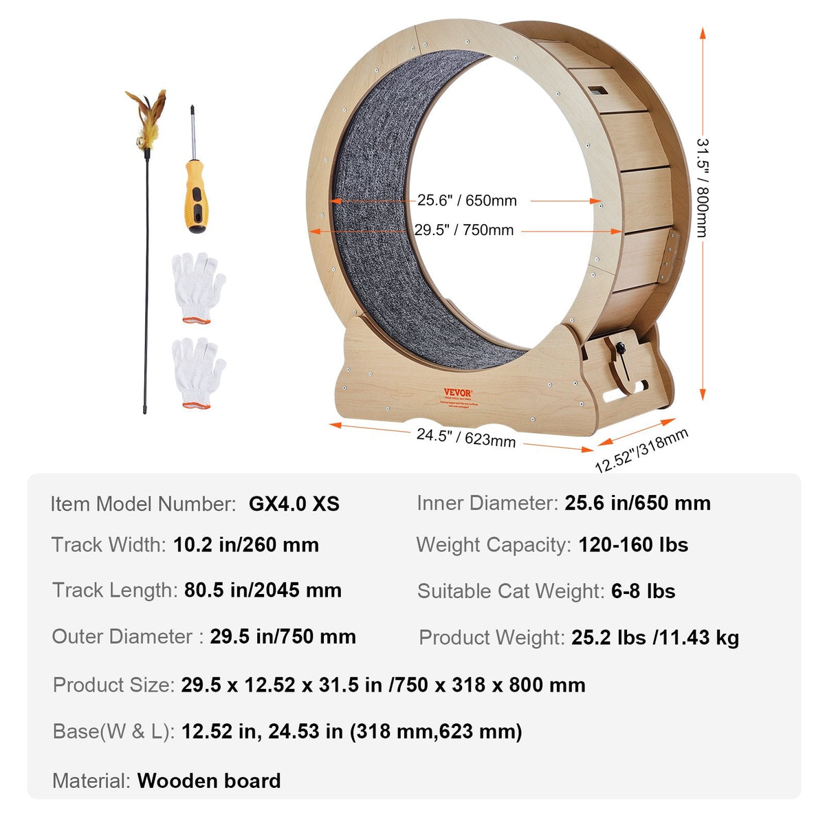 VEVOR Cat Exercise Wheel, Large Cat Treadmill Wheel for Indoor Cats,