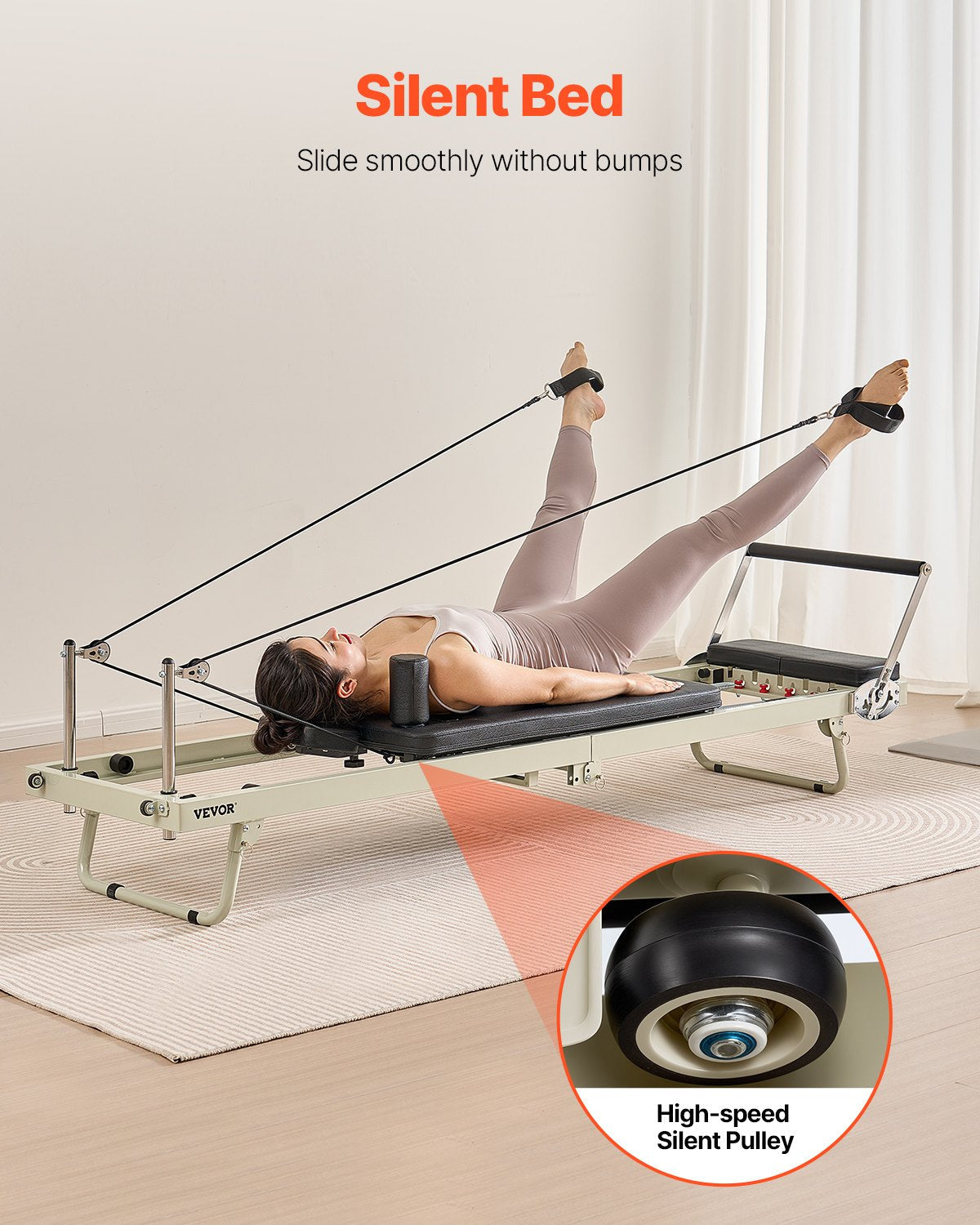 VEVOR sammenklappelig Pilates Reformer, Pilates træningsmaskine til hjemmetræning