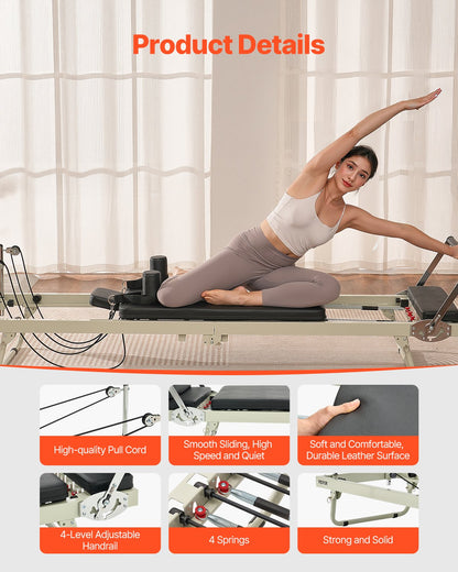 VEVOR sammenklappelig Pilates Reformer, Pilates træningsmaskine til hjemmetræning