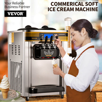 VEVOR Commercial Ice Cream Maker, 22-30L/H Yield, Countertop Soft