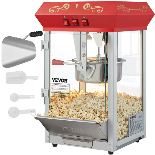 VEVOR Popcorn Maker, 850W Popcorn Popper Machine, 8 Oz Kettle Makes 48
