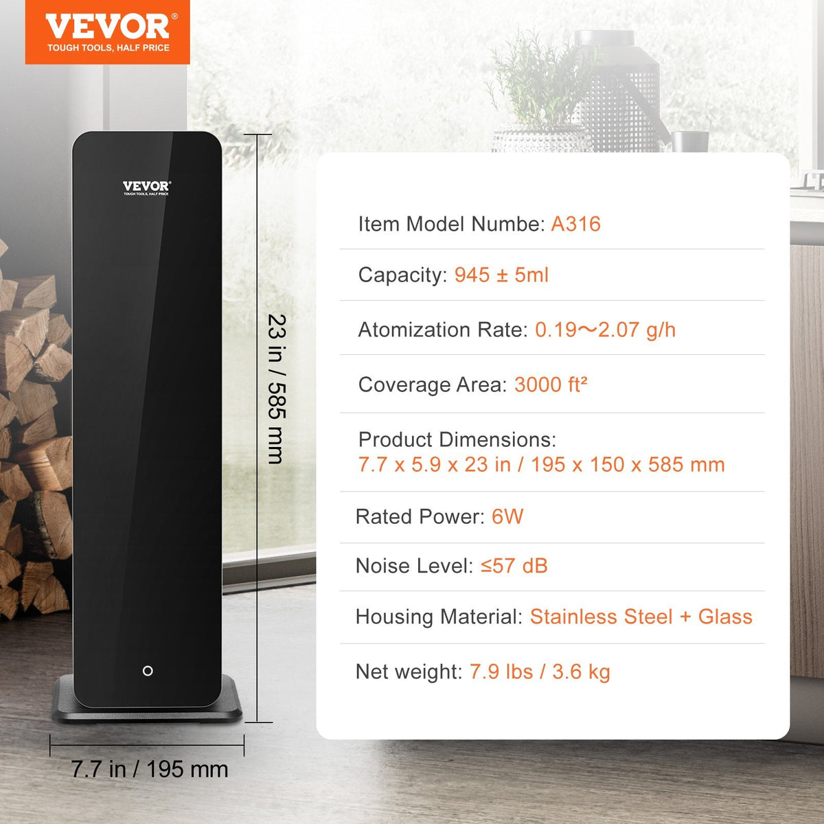 VEVOR Scent Air Machine for Home, 950ml Bluetooth Smart Cold Air