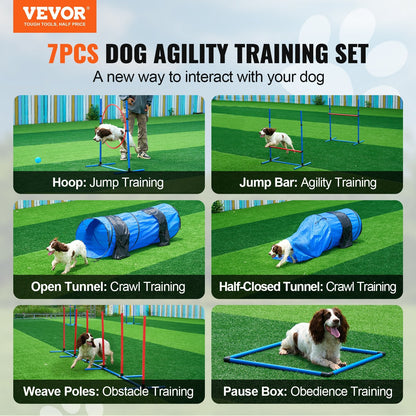 VEVOR Dog Agility Training Equipment, 7 PCS Set w/ Adjustable High
