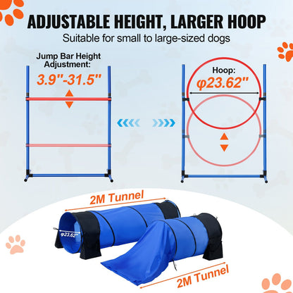 VEVOR Dog Agility Training Equipment, 7 PCS Set w/ Adjustable High