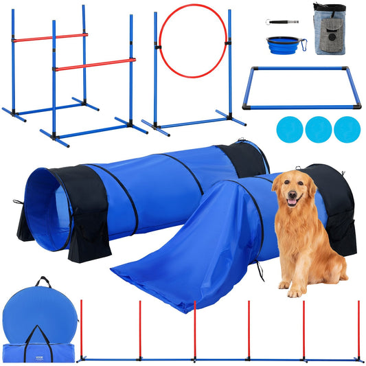 VEVOR Dog Agility Training Equipment, 7 PCS Set w/ Adjustable High