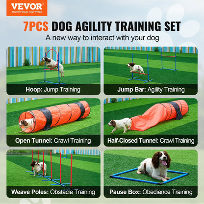 VEVOR Dog Agility Training Equipment, 7 PCS Set Upgrade w/ Adjustable