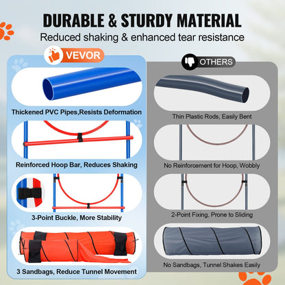 VEVOR Dog Agility Training Equipment, 7 PCS Set Upgrade w/ Adjustable