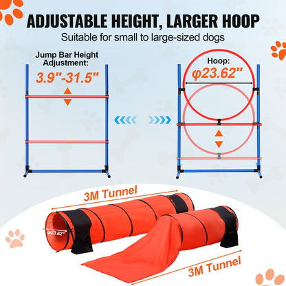 VEVOR Dog Agility Training Equipment, 7 PCS Set Upgrade w/ Adjustable
