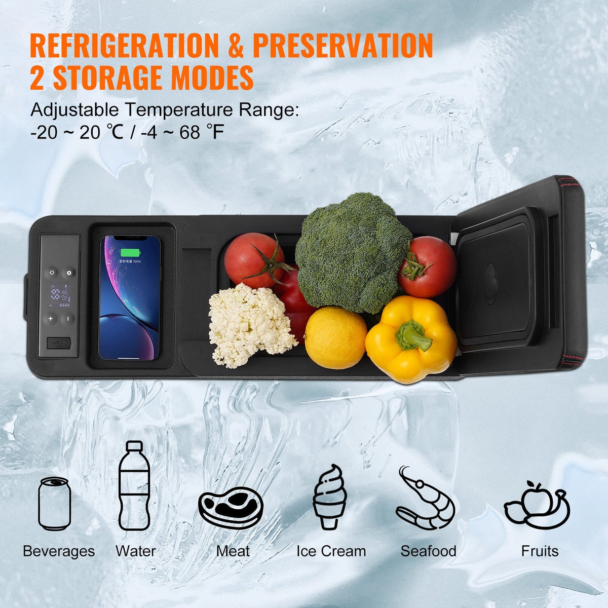 VEVOR Car Refrigerator, 12 Volt Car Armrest Refrigerator Fridge, 8 L