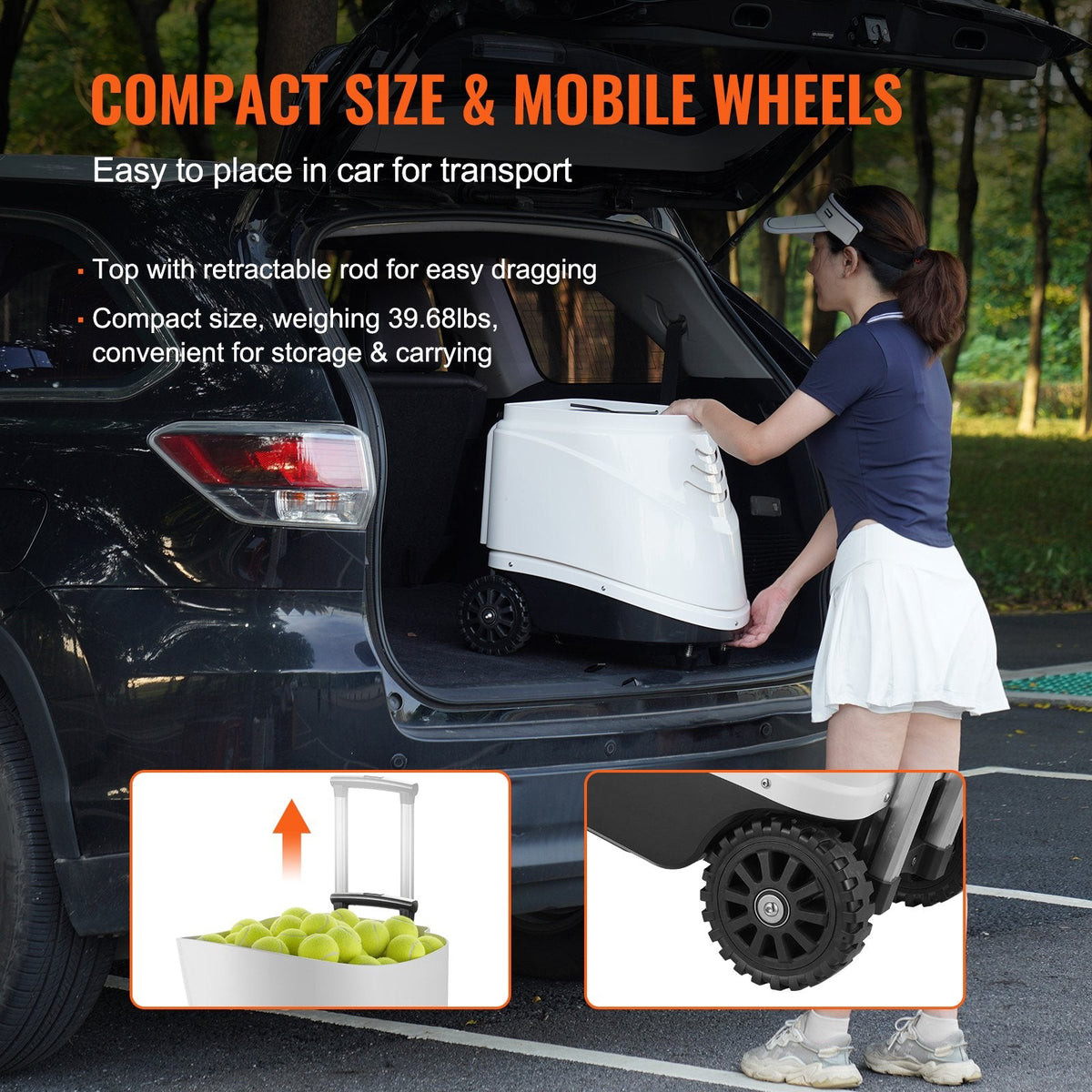 VEVOR Tennis Ball Machine, Automatic Portable Tennis Ball Launcher,