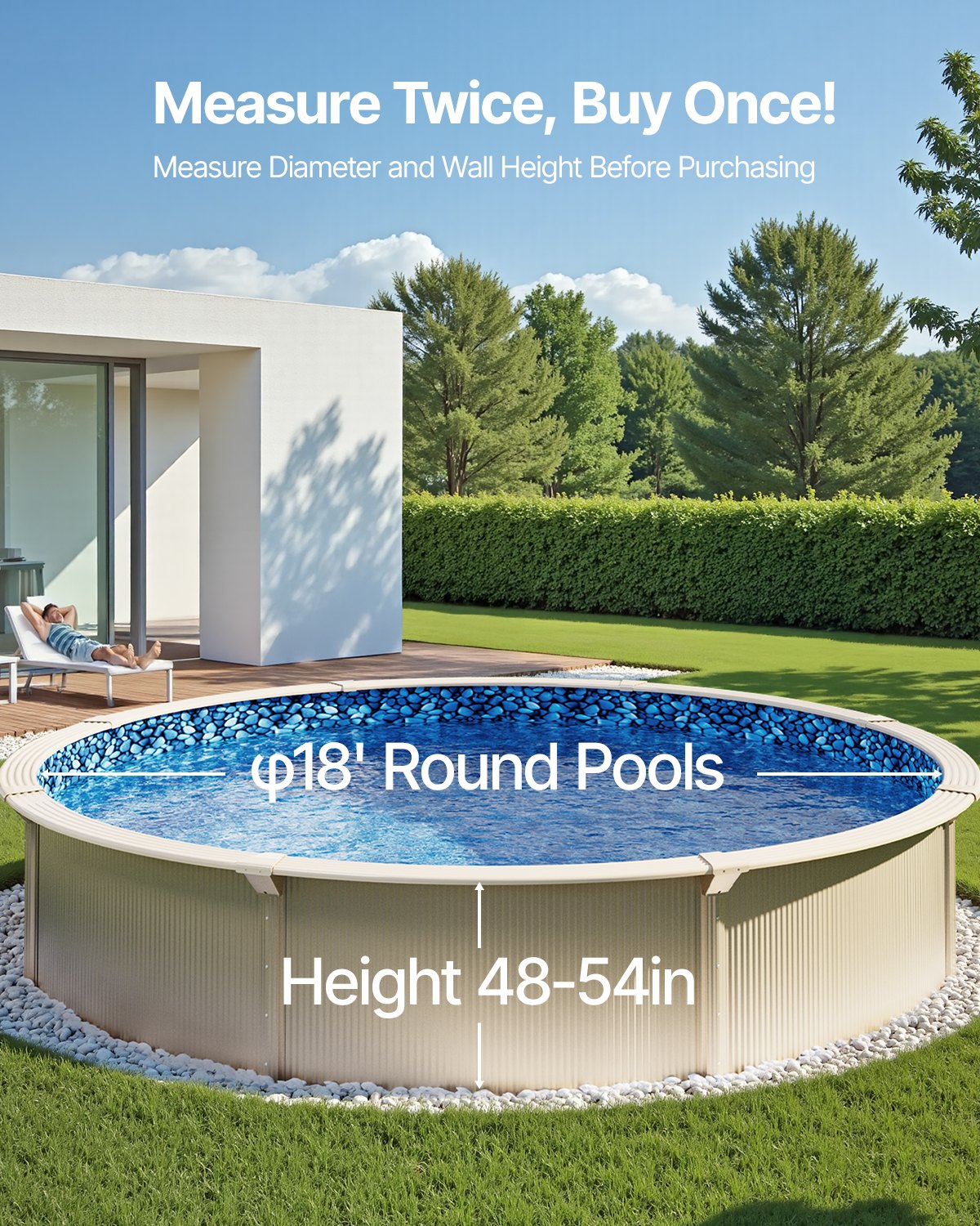 VEVOR 18-ft Round Above Ground Pool Liner, Overlap Pool Liners,