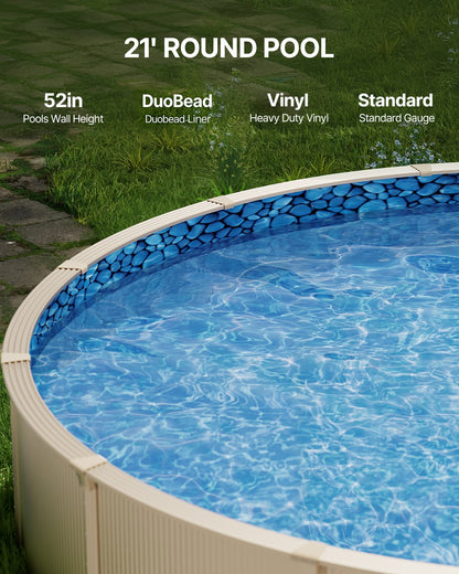 VEVOR 21-ft Round Above Ground Pool Liner, Unibead Pool Liners,
