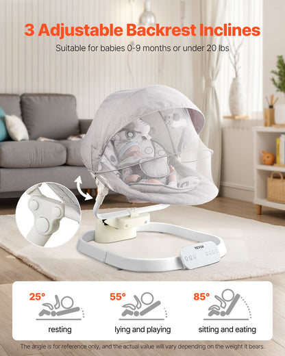 VEVOR Baby Swing, Baby Rocker for Infant with 3 Speeds & 3 Seat