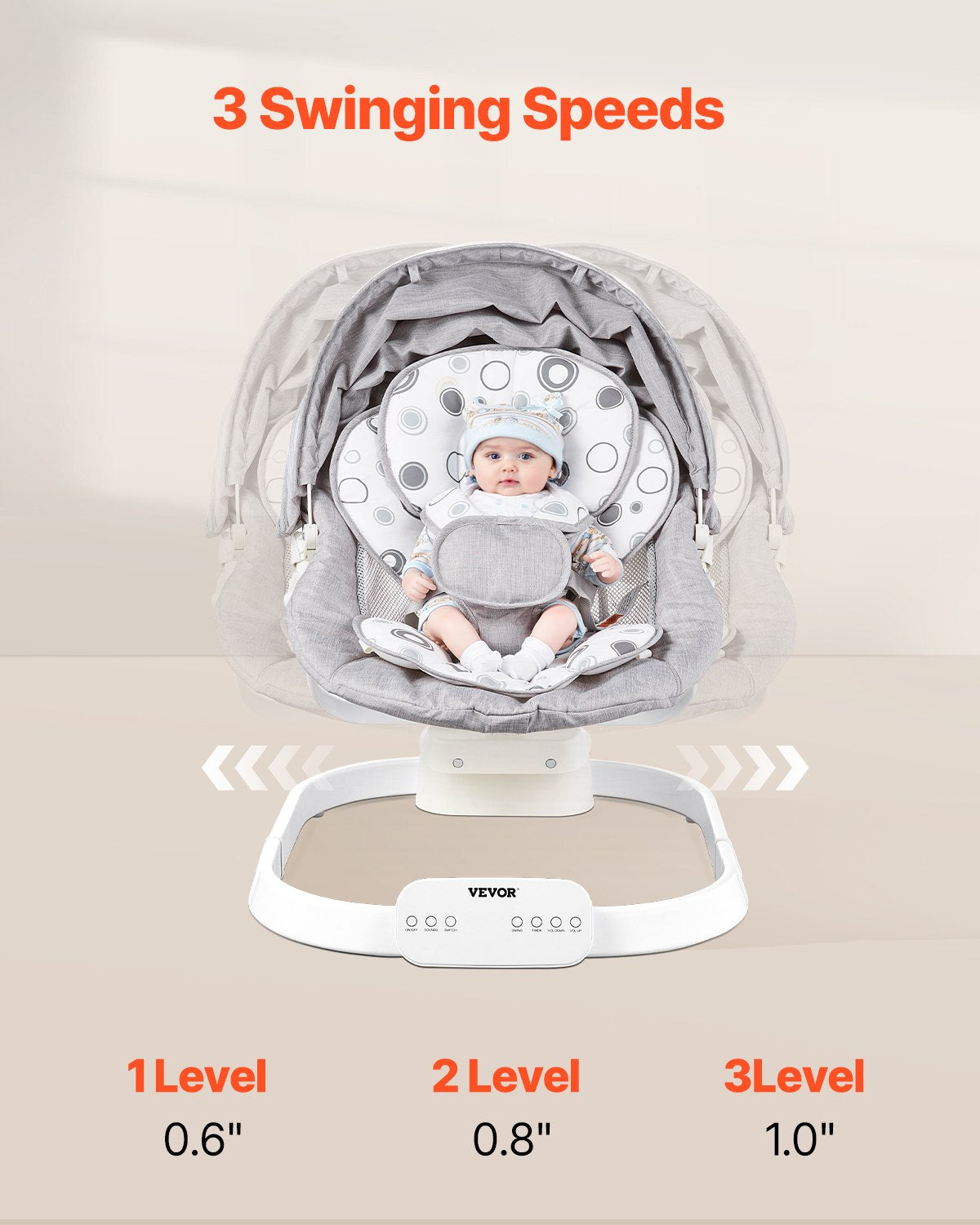 VEVOR Baby Swing, Baby Rocker for Infant with 3 Speeds & 3 Seat