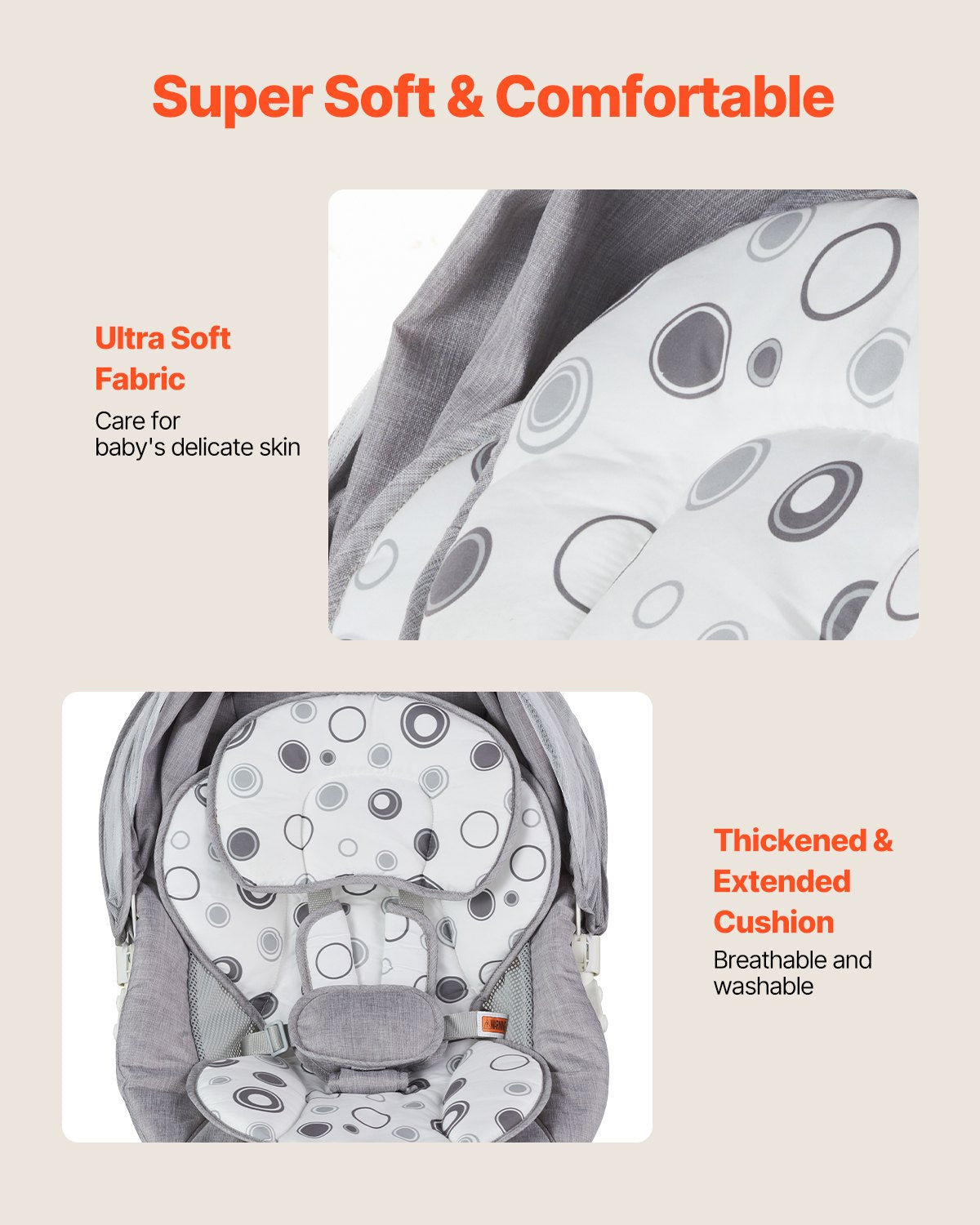 VEVOR Baby Swing, Baby Rocker for Infant with 3 Speeds & 3 Seat