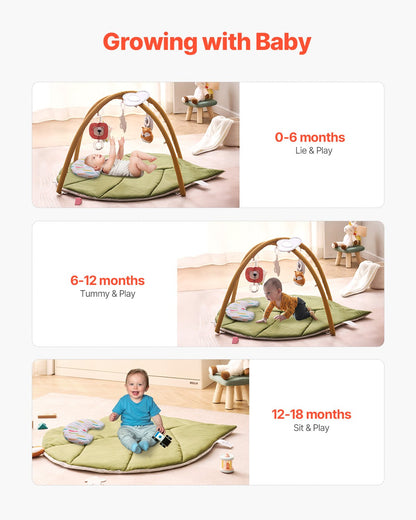 VEVOR Baby Play Gym Mat, Baby Activity Mat with 6 Sensory Toys,