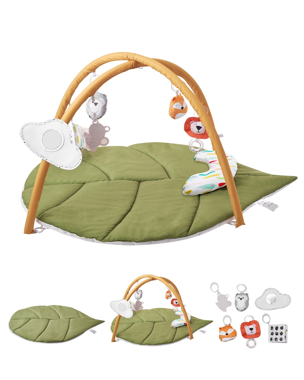 VEVOR Baby Play Gym Mat, Baby Activity Mat with 6 Sensory Toys,