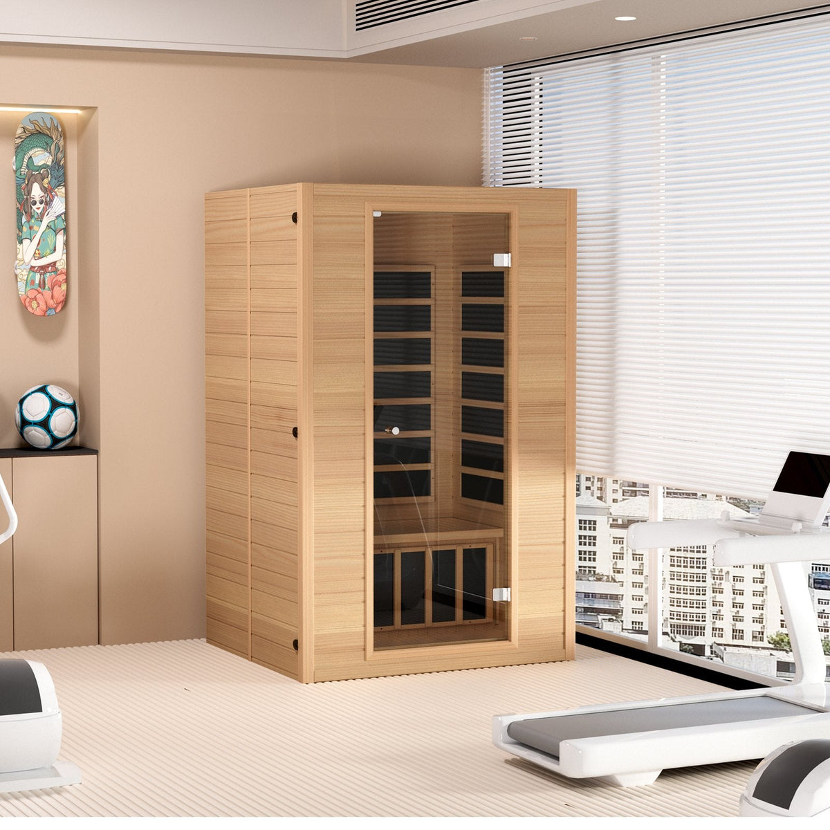 VEVOR Far Infrared Wooden Sauna, Room Home Sauna Spa for 2 Person, Low