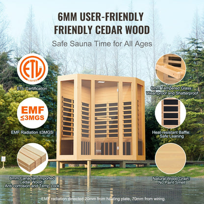 VEVOR Far Infrared Wooden Sauna, Room Home Sauna Spa for 3 to 4