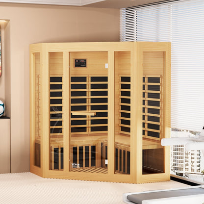 VEVOR Far Infrared Wooden Sauna, Room Home Sauna Spa for 3 to 4