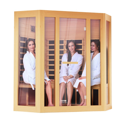 VEVOR Far Infrared Wooden Sauna, Room Home Sauna Spa for 3 to 4