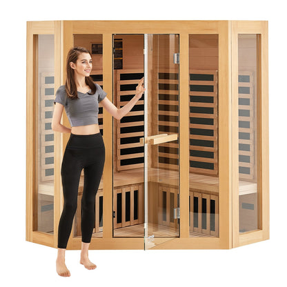 VEVOR Far Infrared Wooden Sauna, Room Home Sauna Spa for 3 to 4