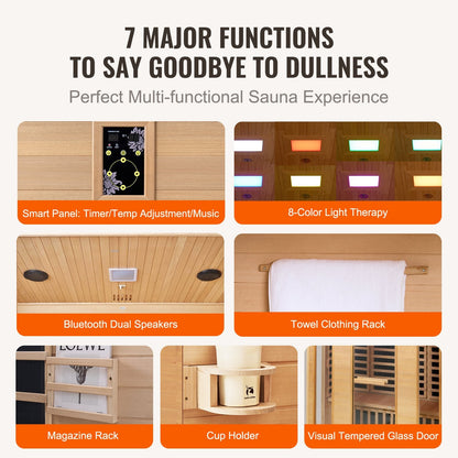 VEVOR Far Infrared Wooden Sauna, Room Home Sauna Spa for 3 to 4