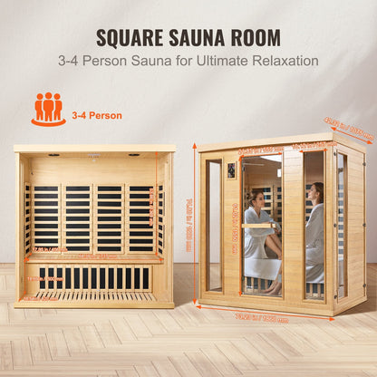 VEVOR Far Infrared Wooden Sauna, Room Home Sauna Spa for 3 to 4