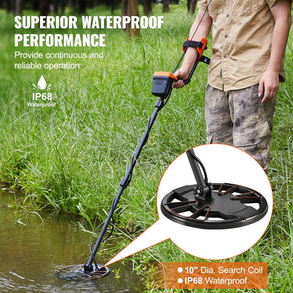 VEVOR Metal Detector for Adults & Kids, 10 Inch Waterproof Search Coil