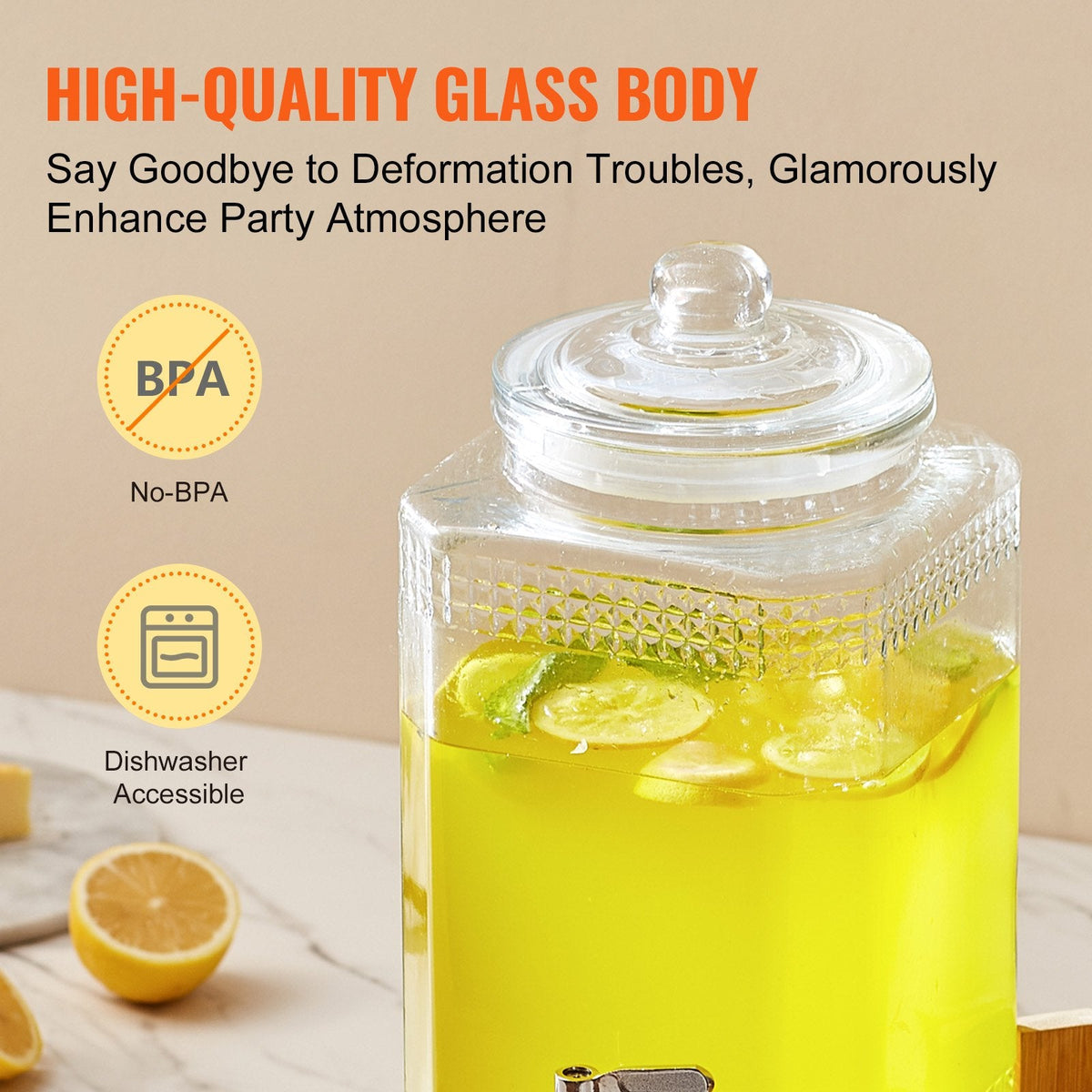 VEVOR Beverage Dispenser, 1.5 Gallon/5.5 L Drink Dispensers for