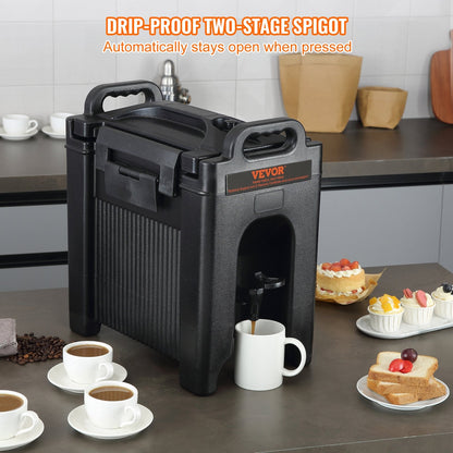 VEVOR Insulated Beverage Dispenser, 9.5 L, Food-grade LDPE Hot and