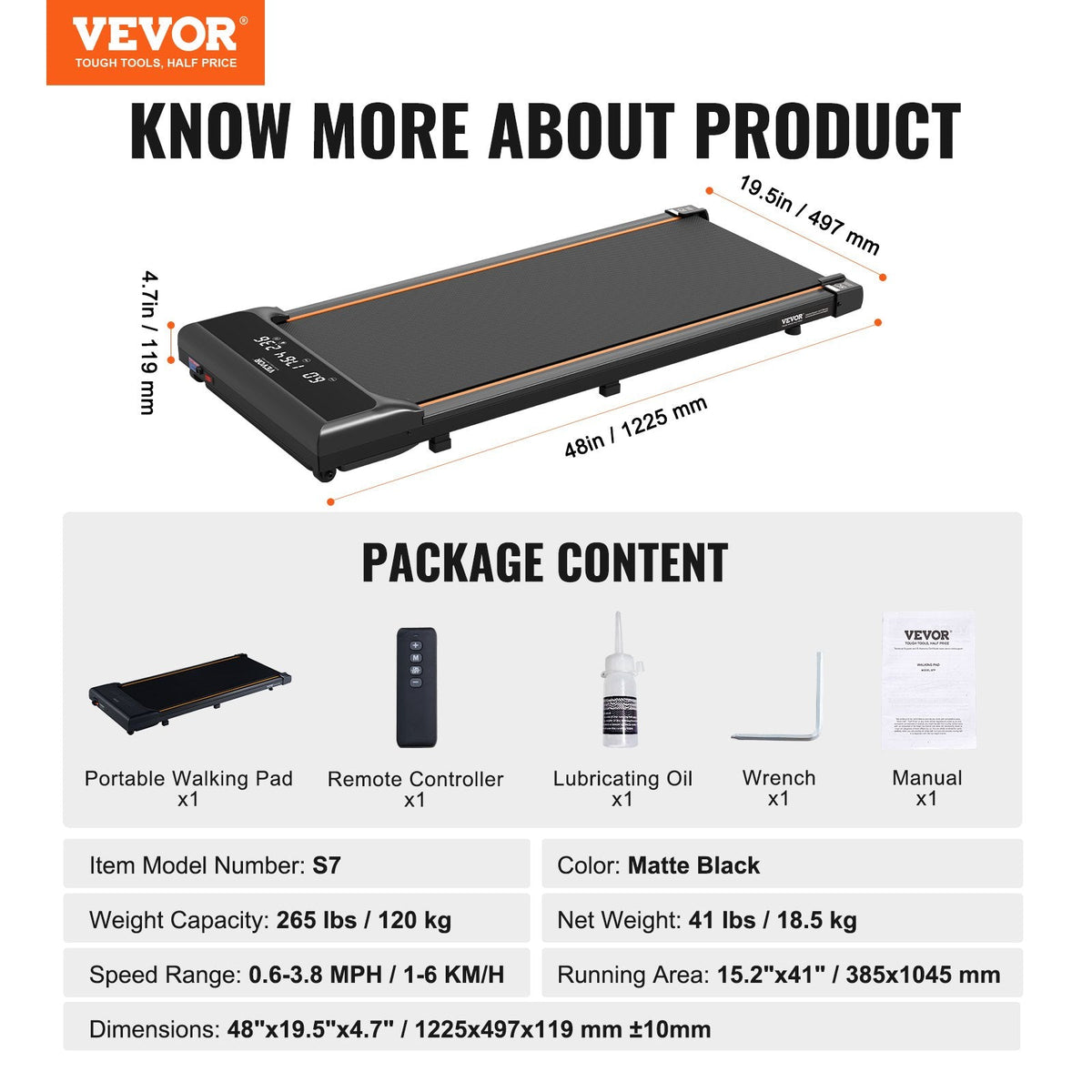 VEVOR Walking Pad, Under Desk Treadmill for Home Office, Working