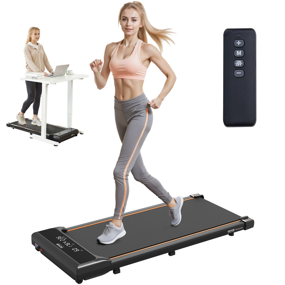 VEVOR Walking Pad, Under Desk Treadmill for Home Office, Working