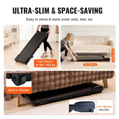 VEVOR Walking Pad, Under Desk Treadmill with Incline, Working Walking