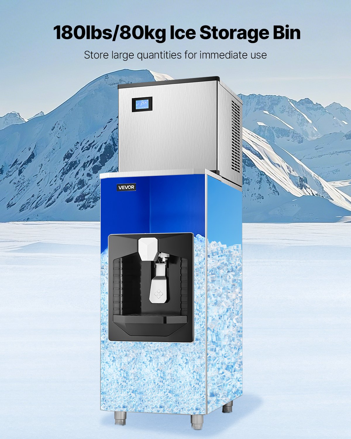 VEVOR Ice Dispenser, Ice Storage Bin with 180 Lbs Storage Capacity, 20