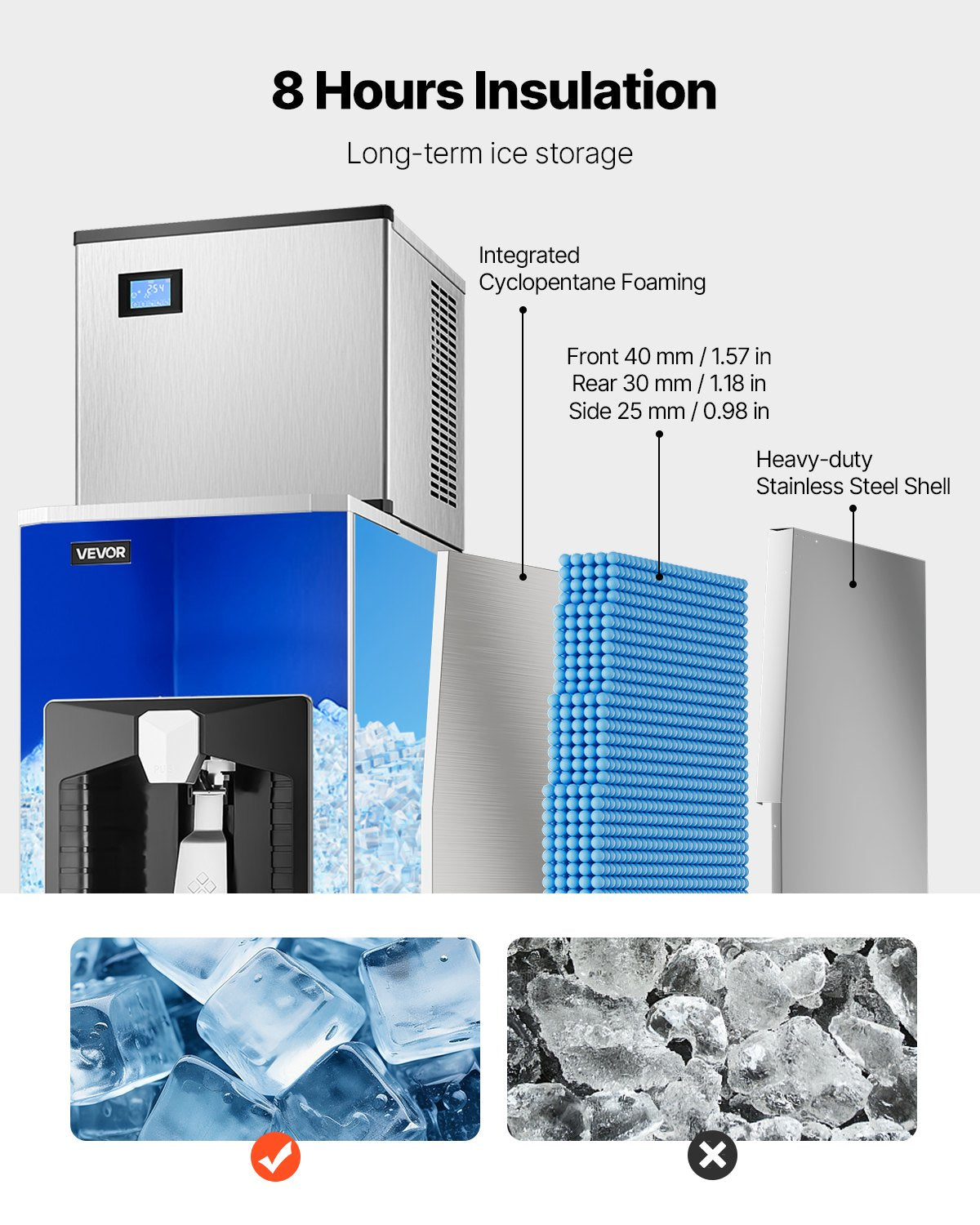 VEVOR Ice Dispenser, Ice Storage Bin with 180 Lbs Storage Capacity, 20