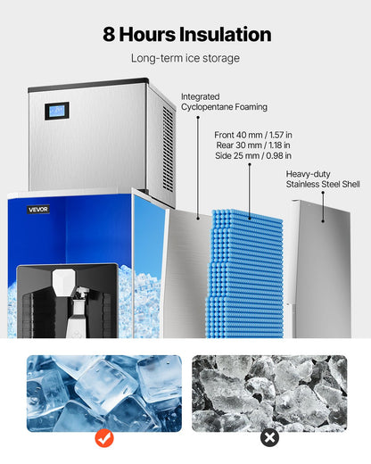 VEVOR Ice Dispenser, Ice Storage Bin with 180 Lbs Storage Capacity, 20