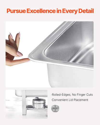VEVOR Chafing Dish Buffet Set, 8 Qt 4 Pack, Stainless Steel Chafer