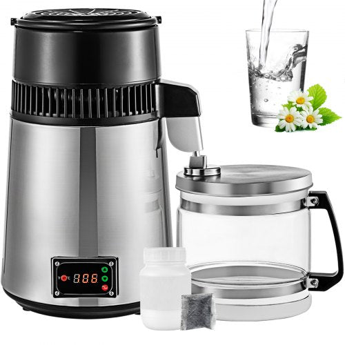 VEVOR Silver Water Distiller Machine 750W Adjustable Temperature Water