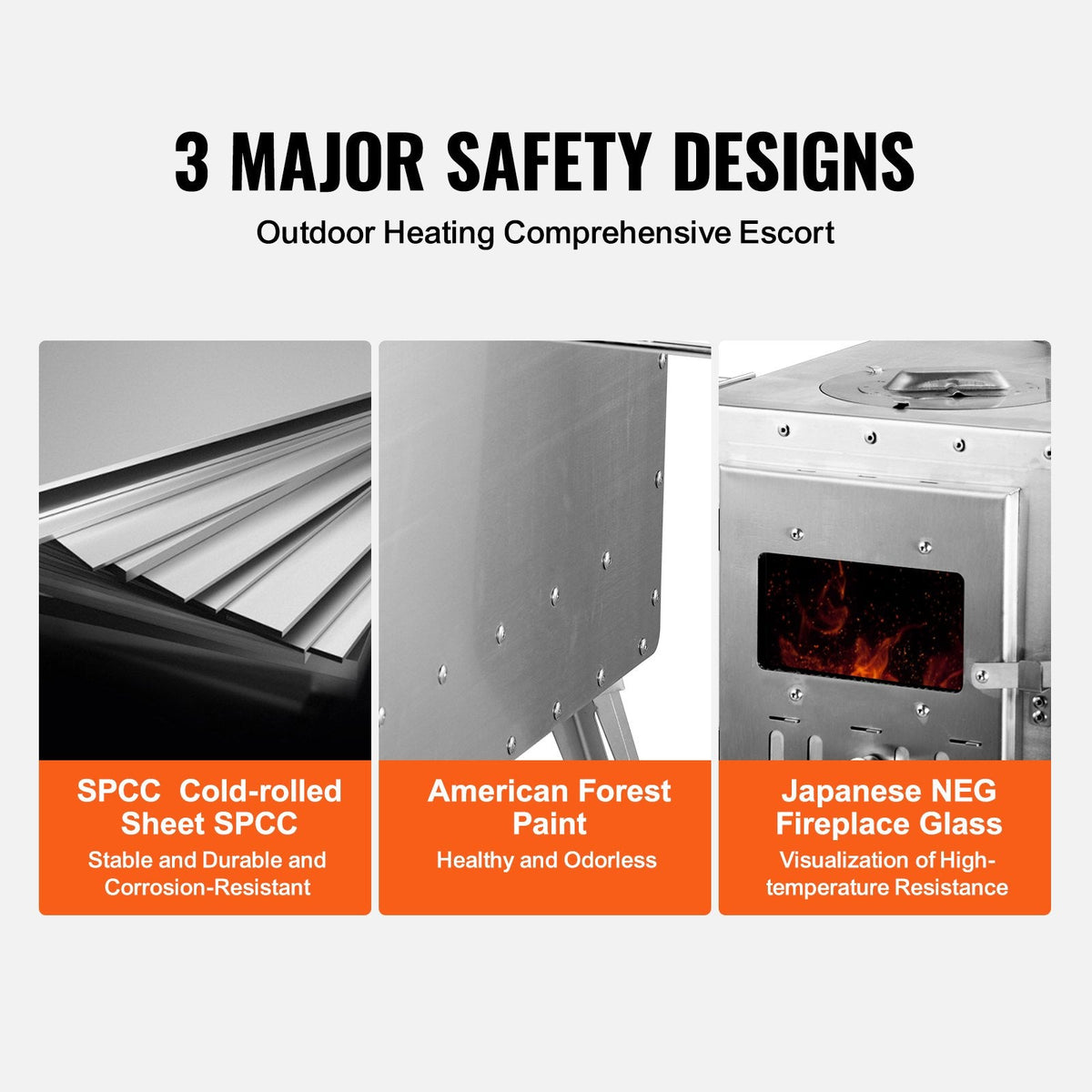 VEVOR Wood Stove, 218.44 cm, Stainless Steel Camping Tent Stove,