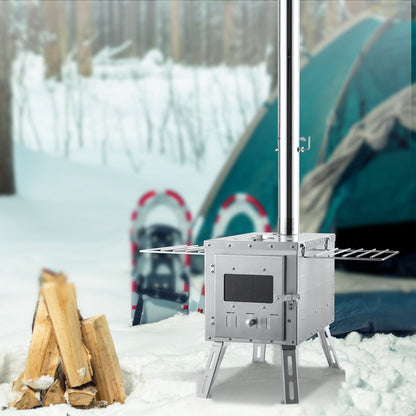 VEVOR Wood Stove, 218.44 cm, Stainless Steel Camping Tent Stove,
