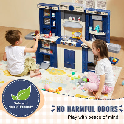 VEVOR Kids Kitchen Playset, 3-in-1 Toddler Kitchen with Simulated